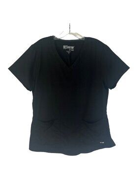 Greys Anatomy Barco Scrub Top Shirt Large Black Medical Hospital Nurse
